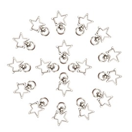 Azure Zone, 50 Pack Silver Star Clasp Metal Keychains Swivel Lobster Star Shape Claw Snap Hooks with Bracelet Necklace Keychains for Jewelry Making DIY Supplies