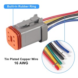 ALAMSCN 5 Sets 4-Pin DT Connector DT Connector Waterproof Plug and Socket German Plug Electrical Connector with 15 cm 16AWG Cable for Motorcycles, Car, Truck, Boat