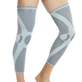 NEOtech Care Leg and Knee Support - Bamboo Fibre Knitted Fabric - Elastic & Breathable - Medium Compression - Grey (1 Pair, Size XL)