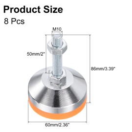 uxcell 8 Pack Adjustable Heavy Duty Leveling Feet, 60mm/2.36" Dia Base M10 x 50mm Thread Anti-Slip Shock-Absorbing Furniture Leveler Legs for Workbench, Machine, Cabinet