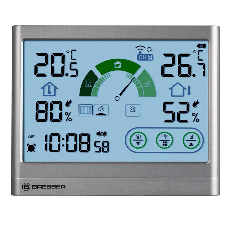 Bresser Thermo-Hygrometer Ventilation Recommendation Indoor Outdoor Temperature Humidity Comfort Indicator