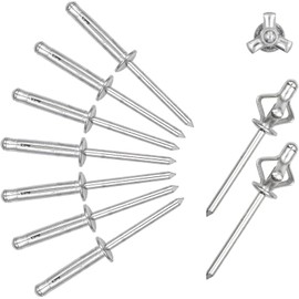 ALLCLEAN 3/16" x 1" Tri-Fold Rivets Assortment - 120Pcs,Silver Tri-fold Exploding Pop Rivets Solid Aluminum Tri Grip Rivets Bulb Style Rivets for Kayak Marine Boat