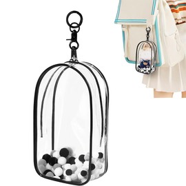 Clear Figure Display Bag, Thickening Figures Storage Bag with Keychain, Portable Single Zipper Closure Dustproof Collectibles Case for Figures (Doll Excluded) (Black)