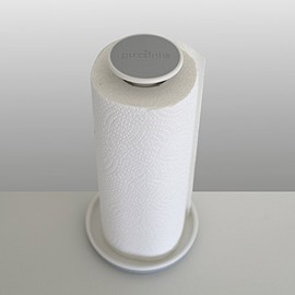 Guzzini Push and Kitchen Roll Holder Grey/White, Height Approximately 28 cm