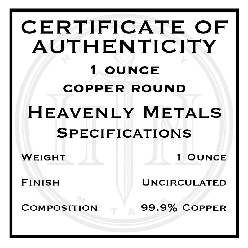 US Quarter Design 1 oz Pure .999 Copper Round Bullion