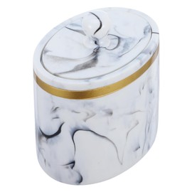 Gatuida Elegant Marble Cotton Swab Box Compact Makeup Pad Holder Bathroom Vanity Organizer