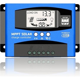 60A MPPT Solar Charge Controller 12v/24v Current Auto Focus MPPT Tracking Charge with LCD Display Dual USB Solar Regulator Charge Controller Multiple Load Control Modes
