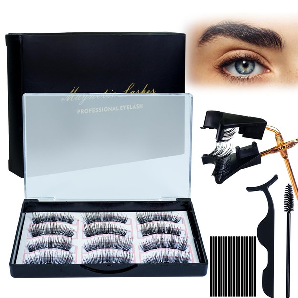 Melearch Magnetic Eyelashes, 6 Pair Reusable False Lashes, 3D Natural