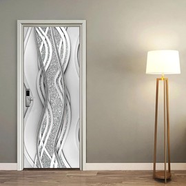 3D Wall Sticker, Modern Art Vintage Wooden Door Wallpaper - Stick and Peel Vinyl Door Covers Decorative Mural Decals for Home Decor, 30.3" x 78.7" (77x200cm)(F606)