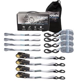 Tie Down 1 inch x 15 ft Grey Ratchet Strap, 4-Pack Kit - 1823 lbs. Breaking Load Limit
