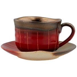 Maruyoshi Pottery M0976 Banko Ware Coffee C/S Gold Sai Tokusa Red