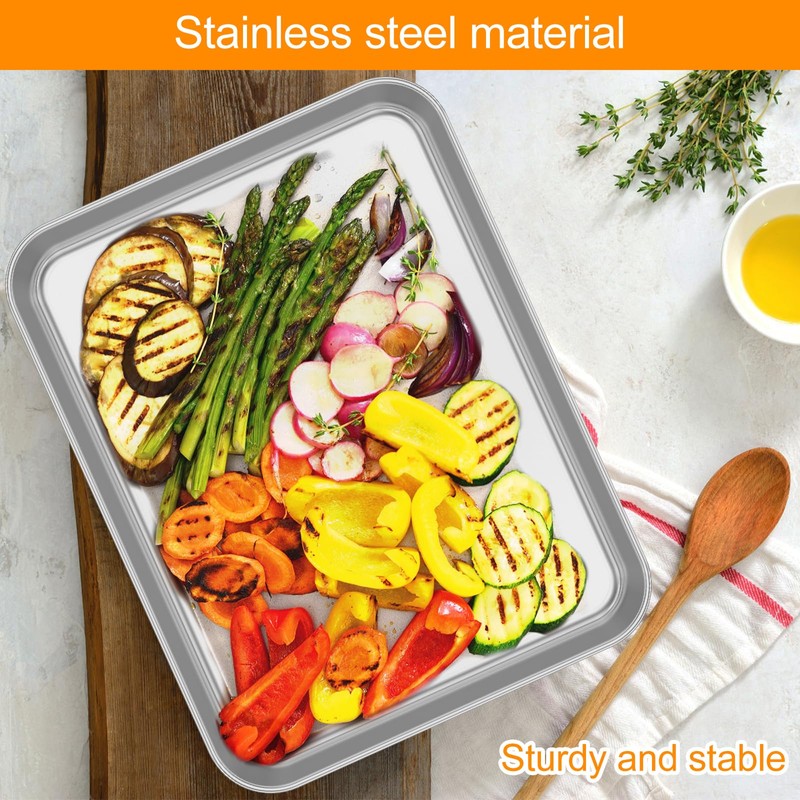 2 Pcs Toaster Oven Pan 304 Stainless Steel Small Baking
