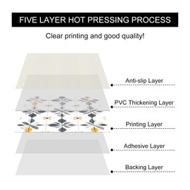 HOMETITUTE 10PCS 12x12 Inch Gray and Yellow Floral Peel and Stick Floor Tiles Removable Self Adhesive Vinyl Flooring Stickers for Bathroom Kitchen Entryway Home Decor