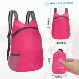 PATIKIL Hiking Backpack, 15L-20L Packable Lightweight Backpack Daypack Small Foldable Outdoor Camping Cycling Backpacking Shoulder Bag, Rose Red