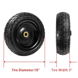 Gorilla Cart Wheels 10" Flat-free Solid Tire and Wheel Replacement 4.10/3.50-4 for Hand Truck, Wagon, Garden Dolly, Trolley - 2 Pack