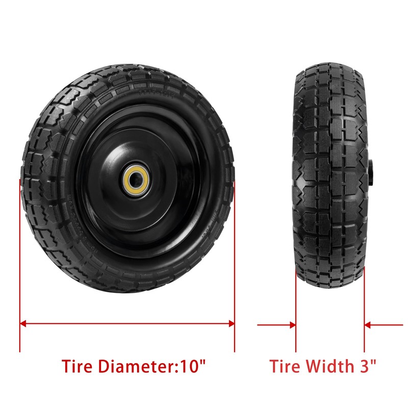 Gorilla Cart Wheels 10" Flat-free Solid Tire and Wheel Replacement