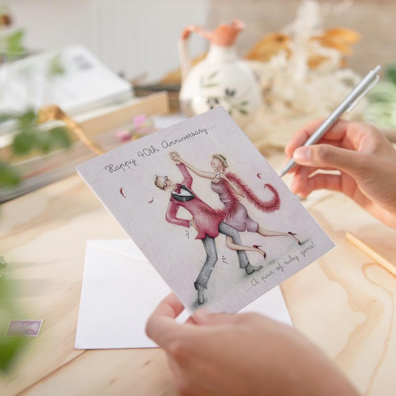 Berni Parker 40th Wedding Anniversary Card - A pair of