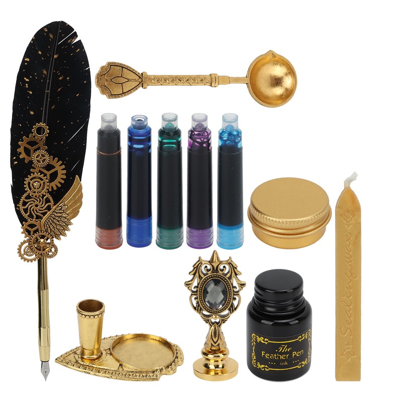 Feather Pen Business Fire Lacquer Stamp European Retro Style Sprinkled