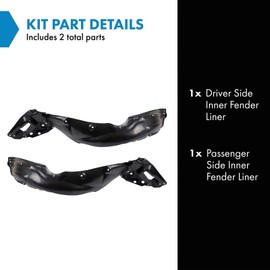 TRQ TRQ Inner Fender Liner Set Compatible with 2009-2010 Pontiac Vibe GM1248210 GM1249210