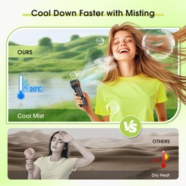 Ausic Portable Handheld Misting Fan, Turbo Fans with Mist, High-Speed, 3 Speeds Personal Small Water Spray Fan, Outdoor Cooling Rechargeable Battery Operated Fans for Kids/Travel/Makeup/Shopping