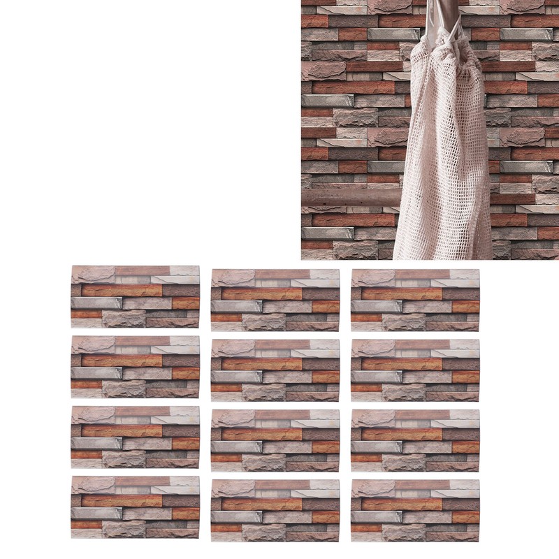 12pcs Tile Wall Sticker Thickened PVC Self Adhesive Waterproof Retro