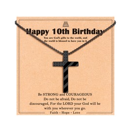 Tarsus 10 Year Old Boy Gifts, Cross Necklace 10th Birthday Decorations Present Gifts for 10 Year Old Boys Birthday