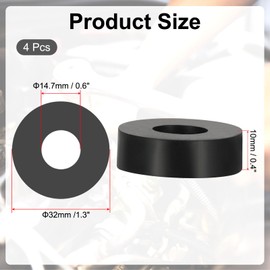PATIKIL Multi Purpose Rubber Spacer, 4 Pcs 14.7mm ID x 32 OD x 10mm T Neoprene Round Anti-Vibration Isolation Pads Isolator Rubber Bushings Spacer Washer for HVAC Bolts Car Accessories
