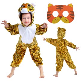 BITOWO BITOWO Tiger Kostüm Kinder 80 86 92 98 mit Tiger Maske Kostüm Tiger Kinder Jungen Mädchen Karneval Kostüm Kinder Tiger Onesie Overall Kleidung Tigerkostüm Kinder für Kleinkinder (S)