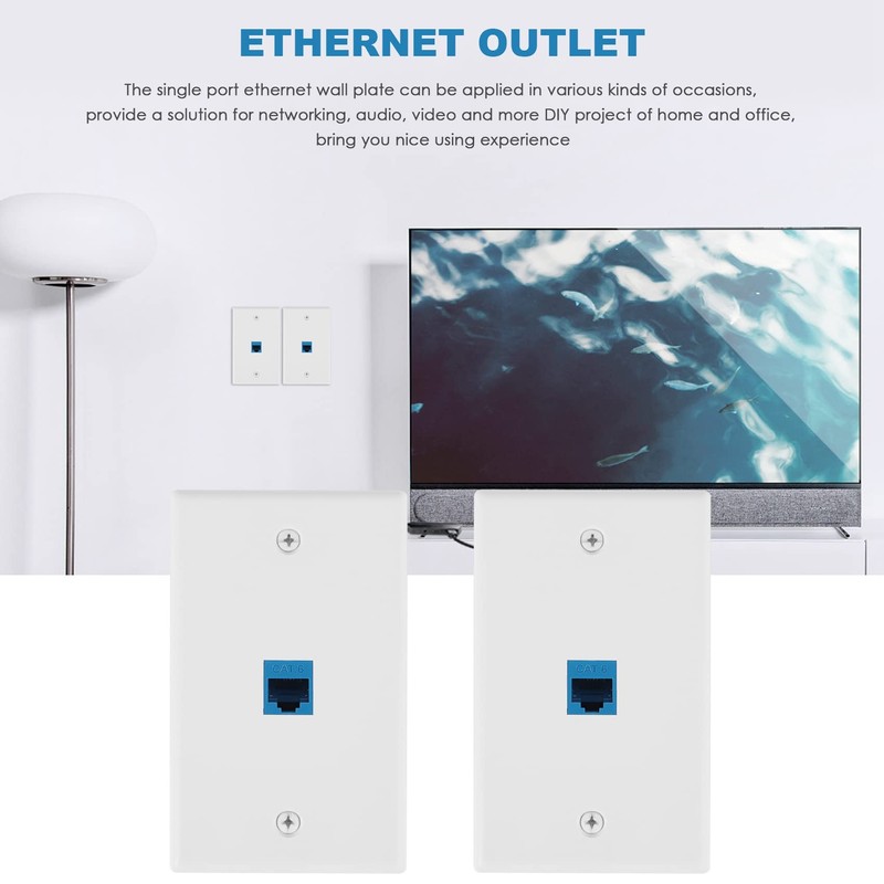 YUPVM 10 Pieces Ethernet Wall Outlet Plate Cat6 RJ45 Wall