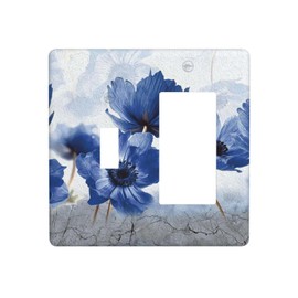 Wpshijia Purple Flowers Blue Nature Abstract 2 Gang Light Switch Covers Single Toggle Rocker Combo Wall Plate Electrical Faceplate Decorative Switchplate for Livingroom Bedroom Bathroom Decor