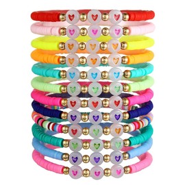 BFFAEAE Friendship Bracelets Heishi Surfer Clay Bead Bracelets Stack Beaded Stretch Bff Bracelet for Women Boho Stackable Bracelets Preppy Beach Jewelry Party Favors