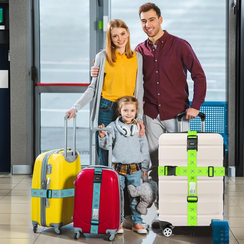 Jortmrd Pack of 4 Suitcase Straps with Combination Lock Suitcase