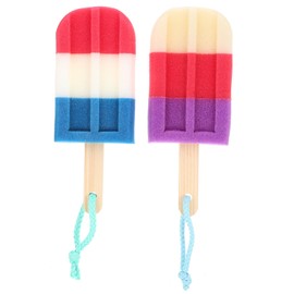 SAFIGLE 2 pcs Decorative Bath Sponge Cute Exfoliating Shower Sponge for Body Scrubbing and Back Cleansing Soft High Density Material Comfortable Hand Feel Pink Purple White Blue Colors