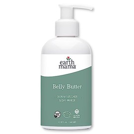 Earth Mama - Mantequilla de vientre | Contiene hierbas y aceites orgánicos para ayudar a aliviar la piel y estrías durante el embarazo, sin fragancia artificial, 8 onzas líquidas
