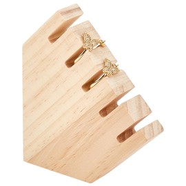 MAYJOYDIY Ringständer Aus Holz Mit 5 Schlitz 10×9.8×2cm Natürliche Farbe Ringaufbewahrung Aus Holz Ring Und Ohrringhalter Für Schmuckschränke Schmuckladentheken Fotografie