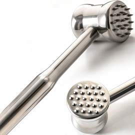 Dual-Sided 2-in-1 Stainless Steel Meat Tenderizer Tool, Meat Mallet Hammer with Meat Tenderizer Needles, Professional Kitchen Tool for Tenderizing Steak, Chicken and Beef, Easy-Grip Easy to Clean
