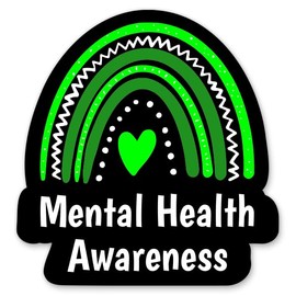 Mental Health Awareness Sticker - 5" Laptop Sticker - Waterproof Vinyl for Car, Phone, Water Bottle - Green Ribbon Support Decal