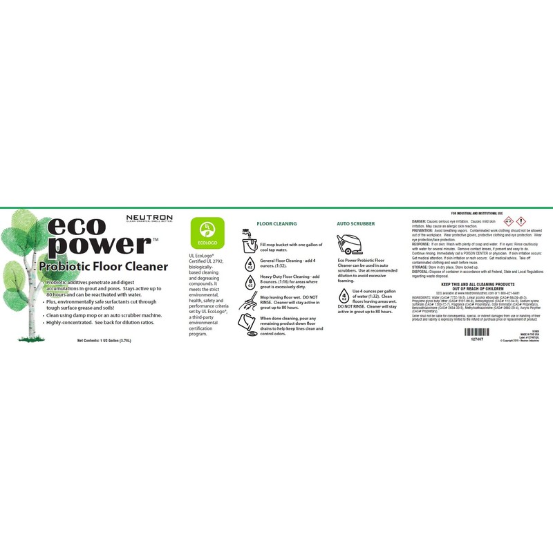 Neutron Industries Eco-Power Floor Cleaner 128oz (1 Gal)