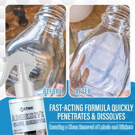 Adhesive Remover with Scraper & Plastic Razor Blades - Surface Safe for Cars, Windows, Ceramic, Plastic - Rapidly Removes Stickers, Decals, Glue