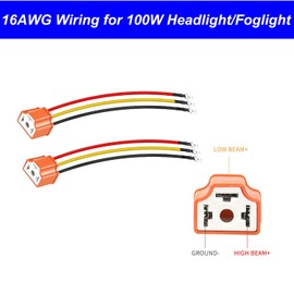 Ceramic H4 Scoket, Pair H4 Harness, 4x6 Led Headlights H4 9003 HB2 Wiring Harness, H4 9003 HB2 Harness H4 Wiring Harness H4 to 3 Pin Adapter H4 Headlight Harness, Fix Un-standard H4 Plug Pins