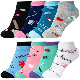 8 Pairs Novelty Nurse Socks Nurse Appreciation Gifts for Women Cute Occupation Medical Socks for Nurses Doctor Hospital Workers