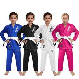 TARKAR Sports IBJJF Ultra Light BJJ Brazilian Jiu Jitsu Gi for Kids with Preshrunk Fabric and Free Belt (White, K000)