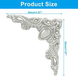 Unlorspy 32Pcs Vintage Metal Corner Protector, Antique Edge Decorative Protectors Scrapbooking Albums, Decorative Corner for Photo Frame/Jewelry Box (Silver)