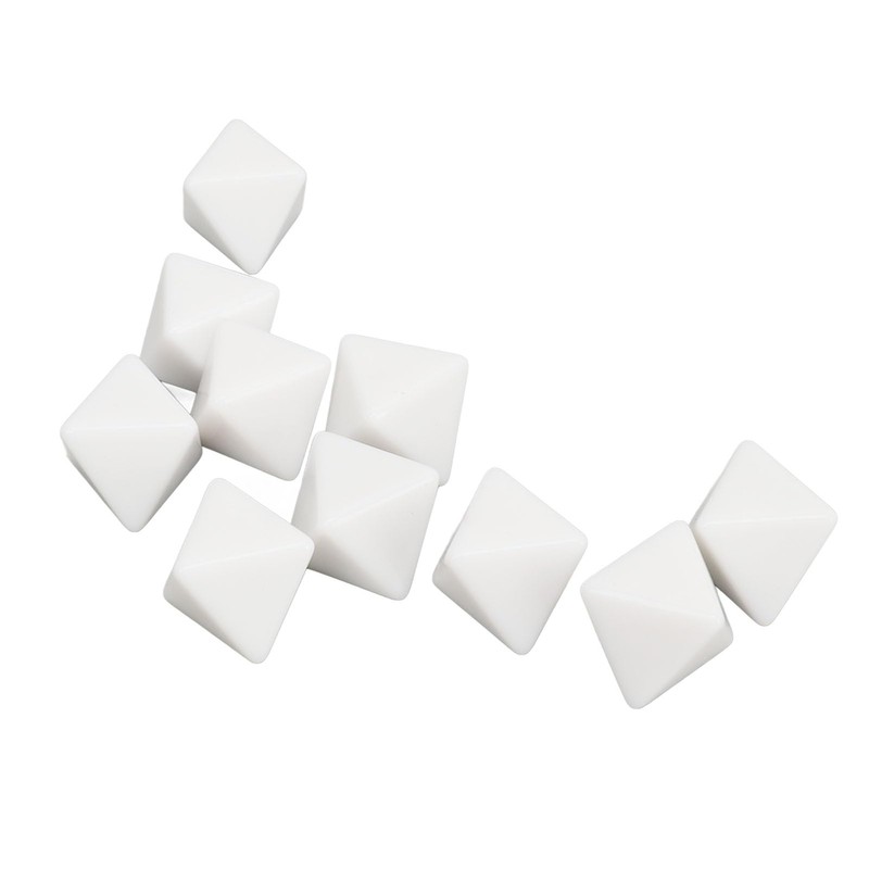20 Pcs 8 Sided Dice Set Plastic White 2.8x2.8x2.8cm Pen