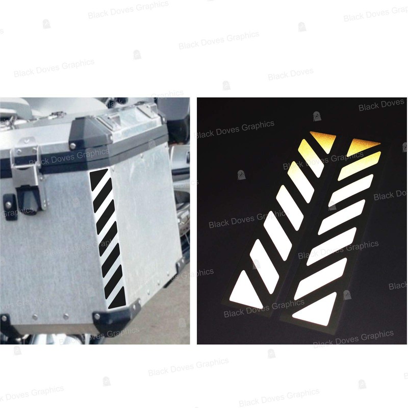 2 x Reflective Stickers for Touratech Motorcycle Aluminium Panniers (Black