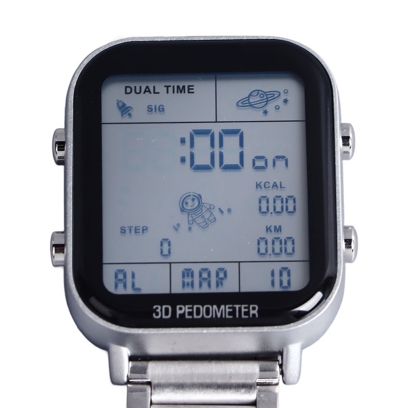 Men Led Digital Watch Creative Square Waterproof Backlight Pedometer Sports