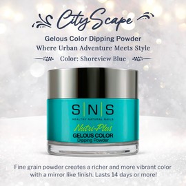 SNS Nail Dip Powder, Gelous Color Dipping Powder - Shoreview Blue (Blue/Teal, Cream) - Long-Lasting Dip Nail Color Lasts 14 Days - Low-Odor & No UV Lamp Required - 1.5 OZ