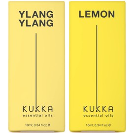 Ylang-Ylang Essential Oil for Diffuser & Lemon Essential Oil for Diffuser Set - 100% Nature Aromatherapy Grade Essential Oils Set - 2x0.34 fl oz - Kukka