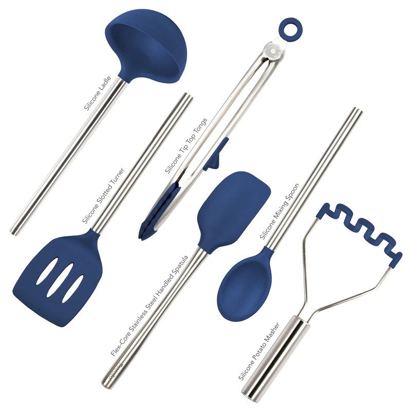 Tovolo Silicone Cooking Utensil Set of 6 Deep Indigo Ladle
