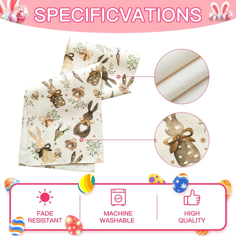 Artscope Happy Easter Table Runner Spring Easter Holiday with Hearts
